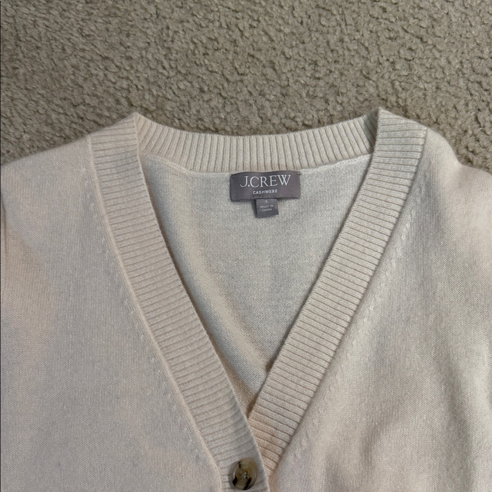 J. Crew Women's Cashmere Ivory Button-Up Cardigan Sz Small - Picture 3 of 6